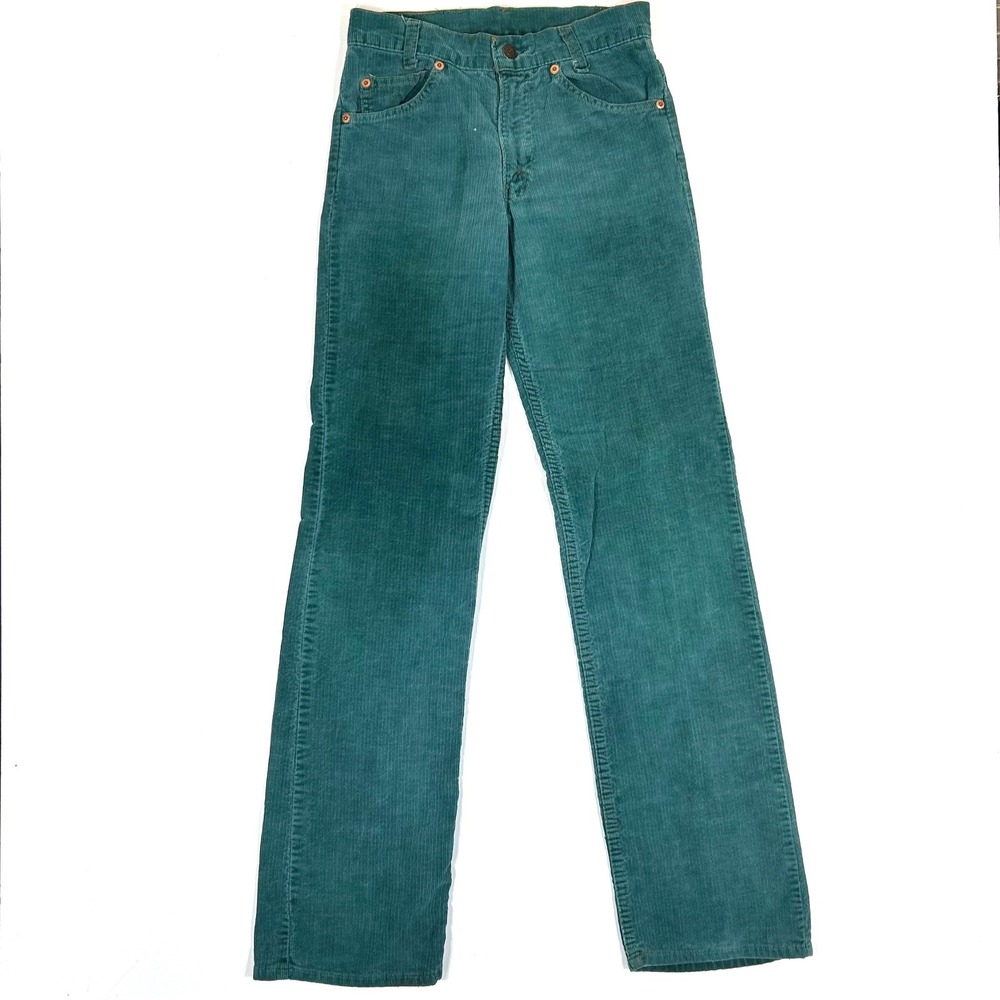 Vintage Levis 512 Slim Fit Corduroy Pants Teal Green Straight Leg 26x31 46-1539